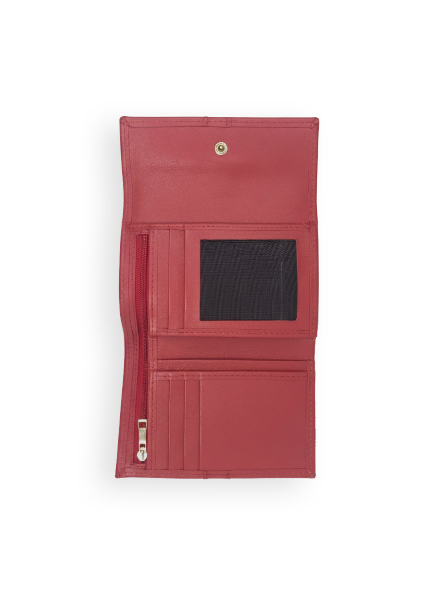 Viora Tri-Fold Wallet – Crimson Red